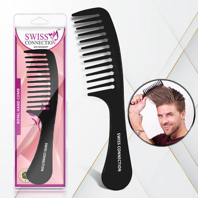 Swiss Connection Unbreakable Large Wide-Tooth Detangle for Hair Black Comb