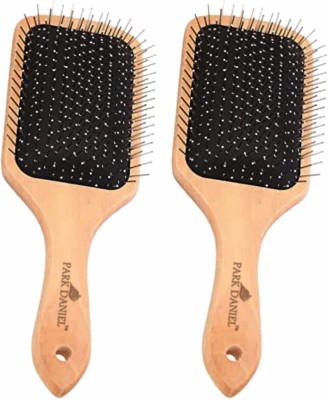 PARK DANIEL Wooden Bamboo Eco Friendly Paddle Hair Brush Help Growth & Add Hair Shine Pack 2