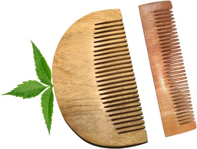 MICLAC Organic Neem Wood Beard & Pocket Comb | Hair Growth,Dandruff Removal Combo