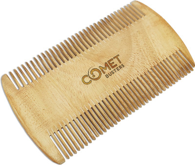 Comet Busters Eco Friendly Natural Neem Wood Double Sided Beard Comb for Men