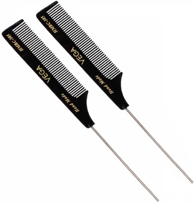 VEGA Tail Hair Comb (India's No.1 Hair Comb Brand)with Steel Pin, Pack of 2