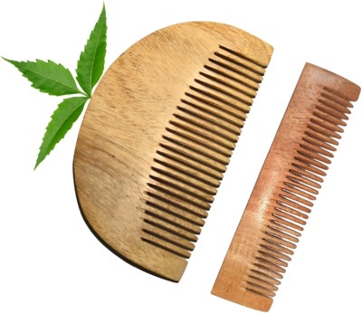 MICLAC Neem Wood Beard & Pocket Kangi for Dandruff and Hair fall control Combo