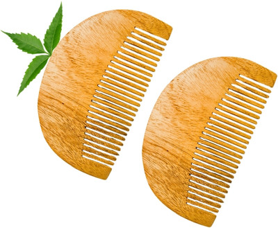 MICLAC Anti Static Beard Neem Comb Anti Static Beard Neem Wooden Comb 2PCS