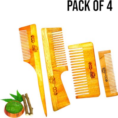 Eco with me Neem Wooden Comb (4pcs Combo),Durable and long-lasting design
