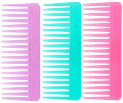 Shihen 3 PCS Plastic Hair Comb Hairdressing Wide Tooth Hair Comb for Men and Women