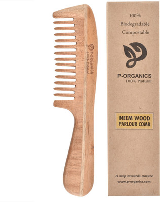 P-Organics Handmade Styling Neem Wood Parlour Comb