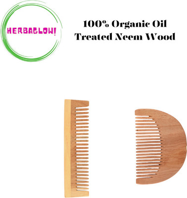 HERBAGLOW Neem Wood Pocket Combs for Beard Styling