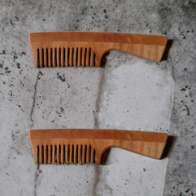 MICLAC Kachi neem comb with handle for men (pack of 2)