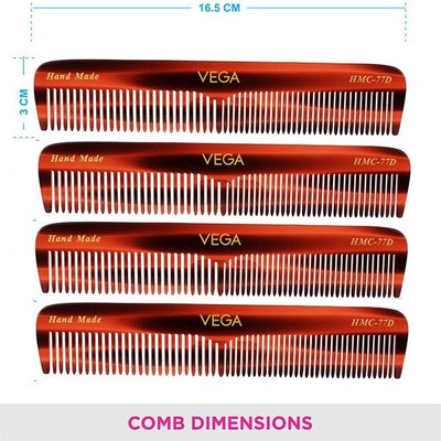 VEGA Graduated Dressing Comb - HMC-77D Pack of 4