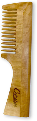Cursive Neem Wood Handle Comb for Hair, Natural Organic Wide Tooth Comb for Men & Women