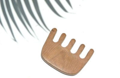 Organic B Natural Wood Wide Tooth Hair Massager Comb | Neem Scalp & Face Massager Comb