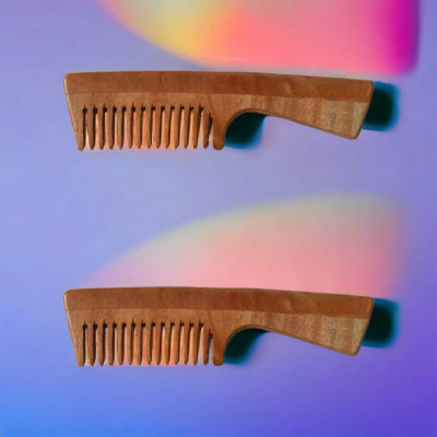 MICLAC Wooden comb with handle (pack of 2)