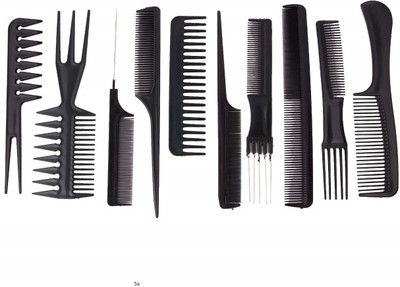 Morbee PROFESSIONAL 10PCS Styling Black Comb Set for All Hair Types & Styles(PACK 10)
