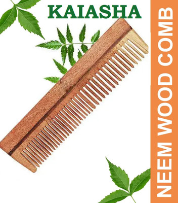 KAIASHA Neem wooden comb with handle for women wide tooth (pack of 1)