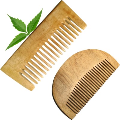 MICLAC Neem Wooden Beard & Shampoo comb for women hair growth Combo