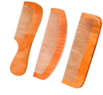 CLICKEDIN Handmade Kacchi Neem Wooden Comb Set Of 3 Comb For Hair Growth And Hairfall