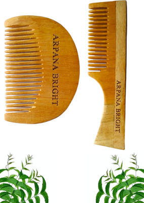 ARPANA BRIGHT Neem Wooden Beard & Handle Comb with wide tooth for effectiv grooming & styling
