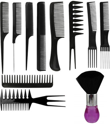 CombZone 10 Piece Professional Styling Comb Set with Neck Duting Brush