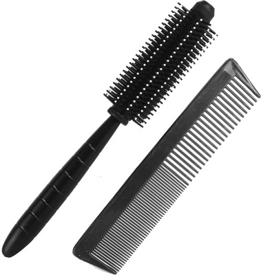 Xester Anti Static Heat Resistant Comb & Round Hair Brush for women-Men (Black)