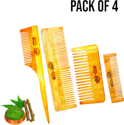 Eco with me Neem Wooden Comb (4pcs Combo)