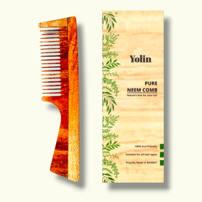 Yolin Kacchi Neem Wooden Comb for Bouncy Hair Infused with 17 Natural Herbs and Oils