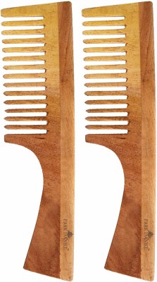 PARK DANIEL Natural & Ecofriendly Handmade Neem Wooden Dressing Handle Comb(7.5 inches)- For Stimulate Hair growth and Antidandruff Unisex pack of 2 Pcs
