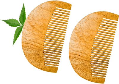 MICLAC Long Beard Styling Comb Home And Salon Use neem Comb for Beard 2PCS