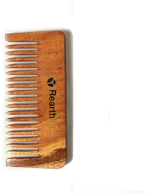 Rearth Organic Handmade Neem wood Anti-Dandruff Combs, Shampoo comb Brown - Wide
