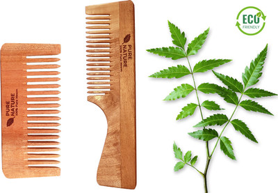 pure nature 2 Different comb 1Set Neem Wood 100% Natural (Pack Of 2)