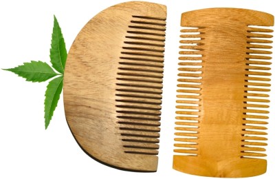 MICLAC Beard & Lice Neem Wooden Comb Set for Women & Men