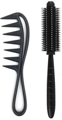 Lusty soul Shower Flexible Comb Wide Spacing Teeth Comb With Round Comb (Set of 2)
