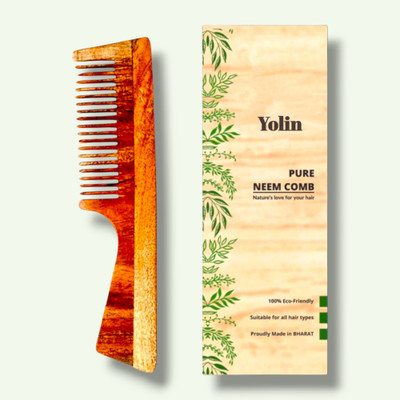 Yolin Broad Tooth Neem Wood Comb for Tangle-Free Hair