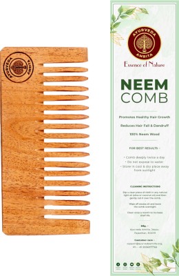 Ayurveda Amrita Neem Wood Comb for Stimulating Hair Growth, Helps in Dandruff Removal, Detangle