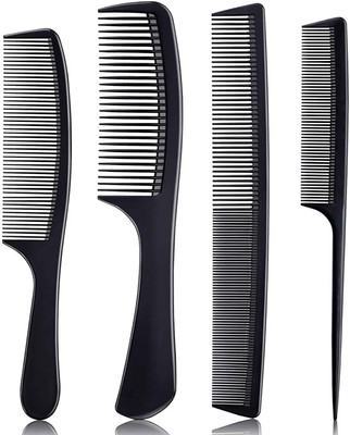 CombZone 4 Pieces Premium Black Hair Comb Set for Teasing and Parting and Hair Stylist