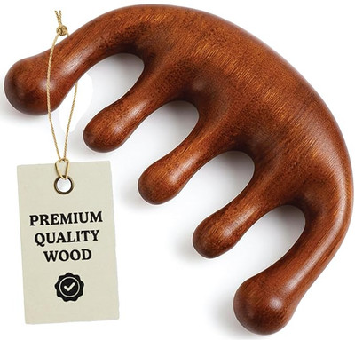 QPBM Wide Tooth Wood Hair Comb for hair growth Wood Head messages for Scalp