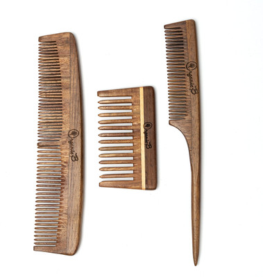 Organic B Indian Rosewood Comb Set |3 Pcs |Dual + Tail + Wide Teeth