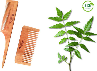 pure nature 2 Different comb 1Set Neem Wood 100% Natural (Pack Of 2)
