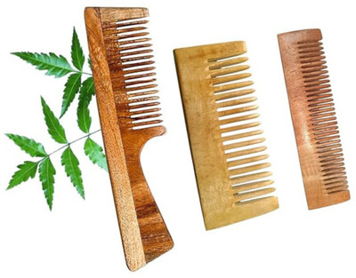 MICLAC Neem Shampoo Comb with Handle for Hair Growth, Pack of 3