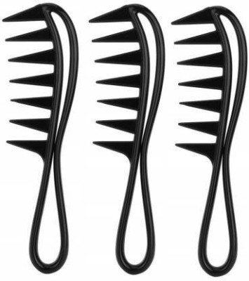 Jynxe Plastic Wide Teeth Curly Hairdressing Tooth Comb Black (Pack Of 3)