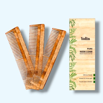 Yolin Dandruff Control Made Easy with Neem Wood Combs Pack