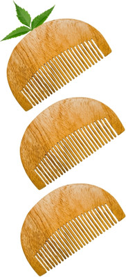 MICLAC Handcrafted Neem Wood U Shape Beard Comb Hygiene Beard Comb 3PCS