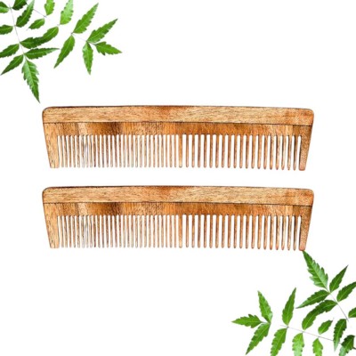 MICLAC Hair come - 2Pcs, Wooden Dual Tooth Comb