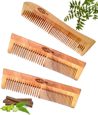 ncr All Purpose Duel Tooth Neem Wood Comb For Hair GrowthAnd Hair Fall