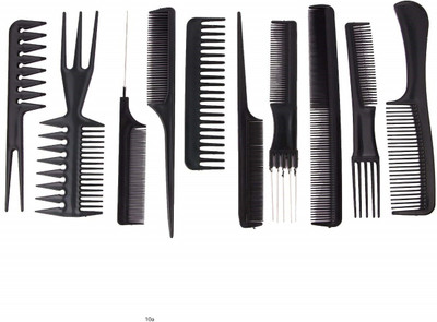 Morbee PROFESSIONAL 10PCS Styling Black Comb Set for All Hair Types & Styles(PACK 10)