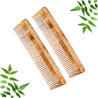 MICLAC Comb for curly hair - 2Pcs, Wooden Dual Tooth Comb