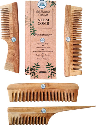 KTrident Natural Wooden Comb( Women & Men) (Pack of 4)