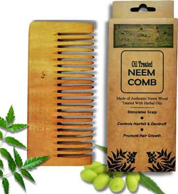GLOSCEND Neem Wood Shampoo Comb Anti-Dandruff Hair Growth Anti-Frizz Wooden Comb