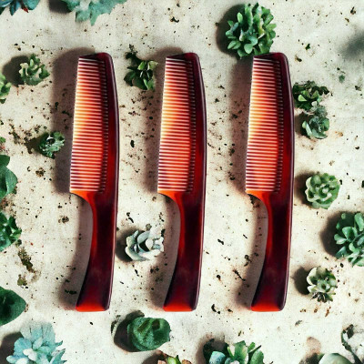 MICLAC Tiny pocket comb with handle for men hair (pack of 3)