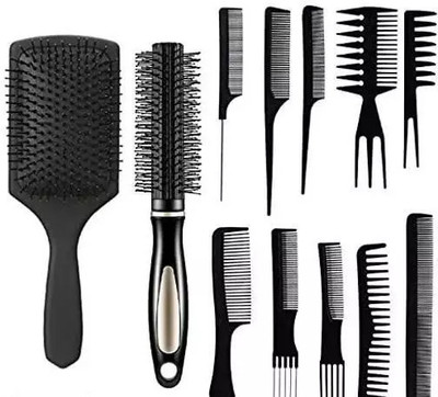 beauty bounty 12 PIECE COMBO WITH FLAT BRUSH ,ROLLER COMB.10 IN 1 COMB SET.G1