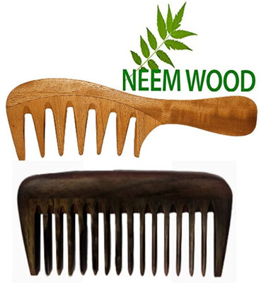 RUfiys Neem Wood and Rosewood Comb for Women & Men Combo Pack | Non Static | Styling